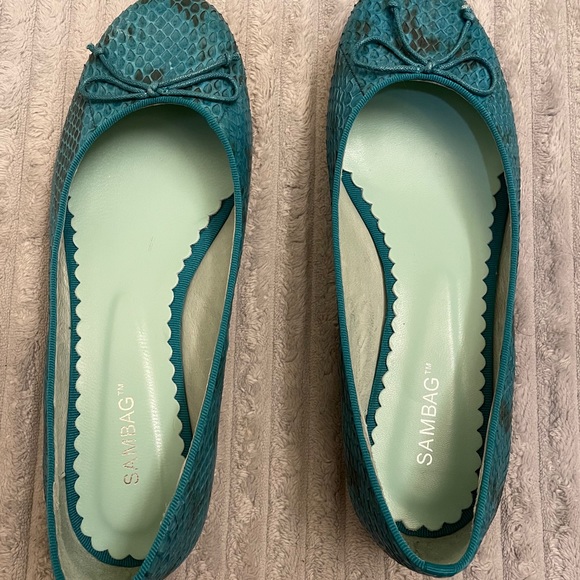 SAMBAG Blue Snake Embossed Leather Sz 39 - Picture 2 of 5